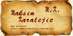 Maksim Karalejić vizit kartica